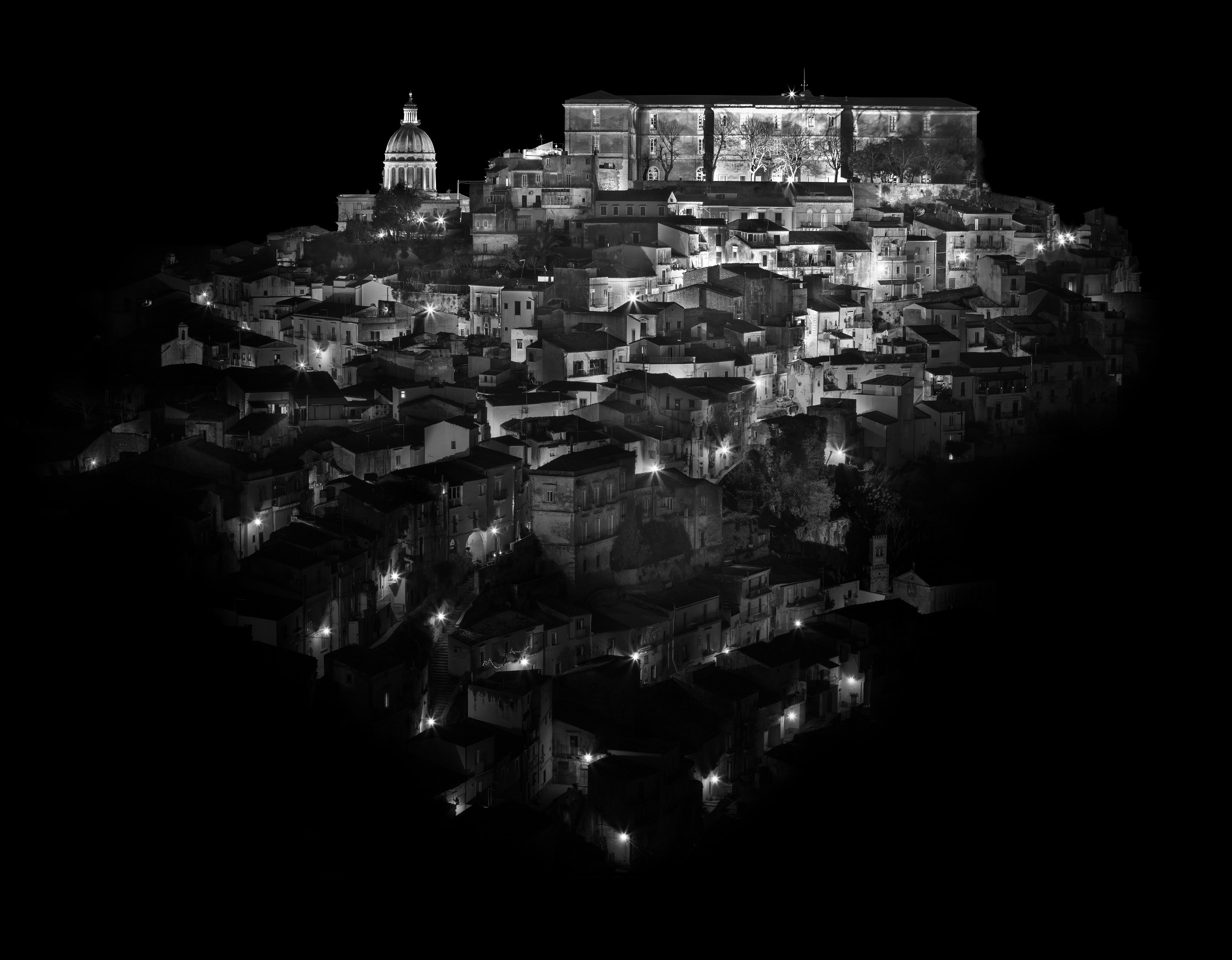 Photo of Sicile at Night in black and white